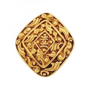 CHANEL Gold Diamond Logo Brooch